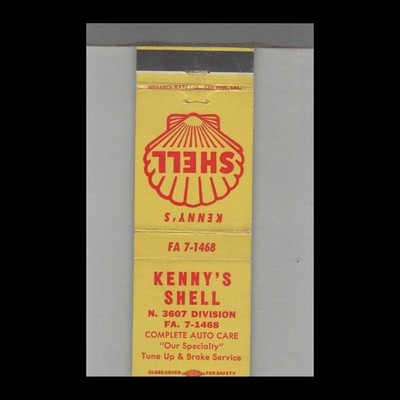 Matchbook Cover Kenny's Shell Gas Station Complete Auto Care