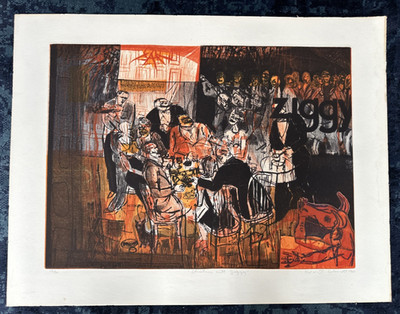Warrington Colescott Christmas with Ziggy 20.5 X 26.75