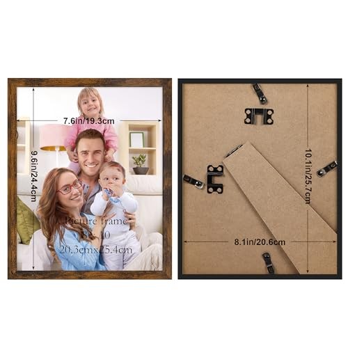 Picture Frame Rustic 8 by 10 Thin Photo Frame for Wall Tabletop 8x10 Brown - Picture 2 of 6