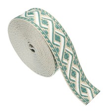 4.75Yards Cotton Webbing Strap 38mm Jacquard Webbing Strap, Khaki-Lake Blue