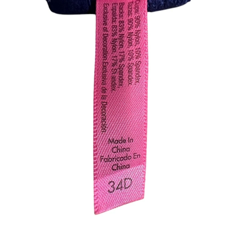 Betsey Johnson Women’s 34D Blue Lace Pushup Padded Bra - Image 4 of 4