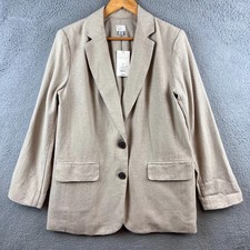 A New Day Womens Blazer Size S Linen Beige Business Casual Career Jacket