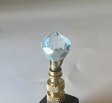 Lake Shore Finials Small Round Diamond Shape Blue Crystal Lamp Finial