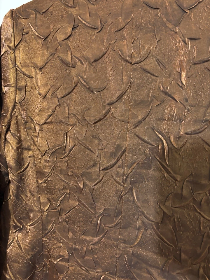 Joseph Ribkoff Vintage Y2K Bronze Metallic Textured Zip Jacket Womens 10 Ruched - Image 4 of 4