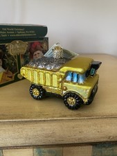 Old World Christmas Glass Blown Ornament Toy Dump Truck With Box 44085 