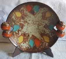 Carstens Uffrecht Schale mit Griffe/Laufglasur/Dekor 52/1930er, 29 x 25,5 x 7 cm