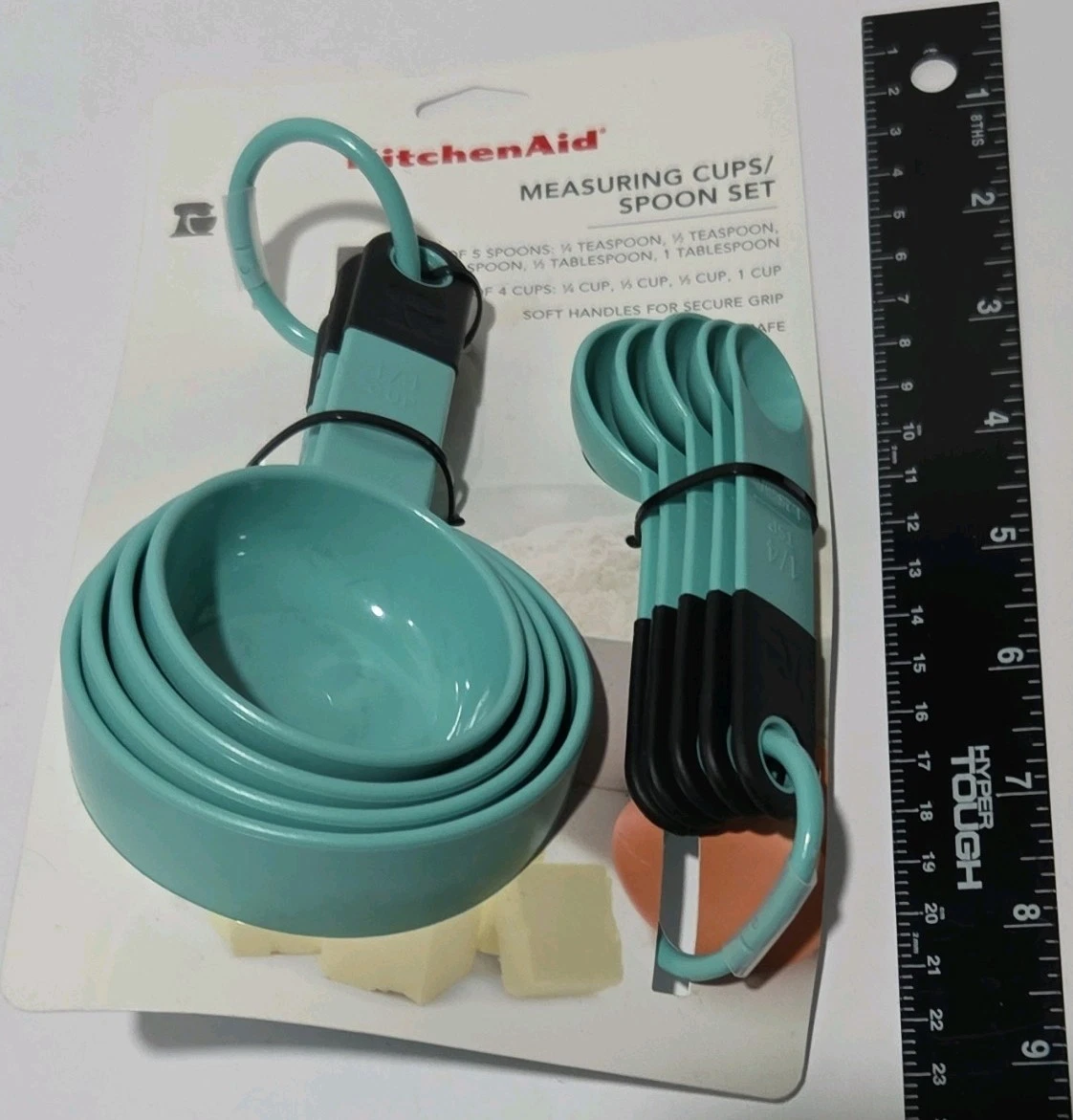 KitchenAid 9pc Measuring Cups & Spoons Set Blue/Black Plastic Dishwasher Safe