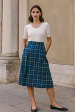 VTG Plaid Wool Skirt 70s 80s Preppy Midi Knee Holiday Country Cottagecore Small