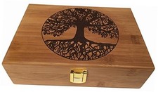 Keepsake Box - Wooden Keepsake Box with Hinged Lid - Engraved Tree of Life