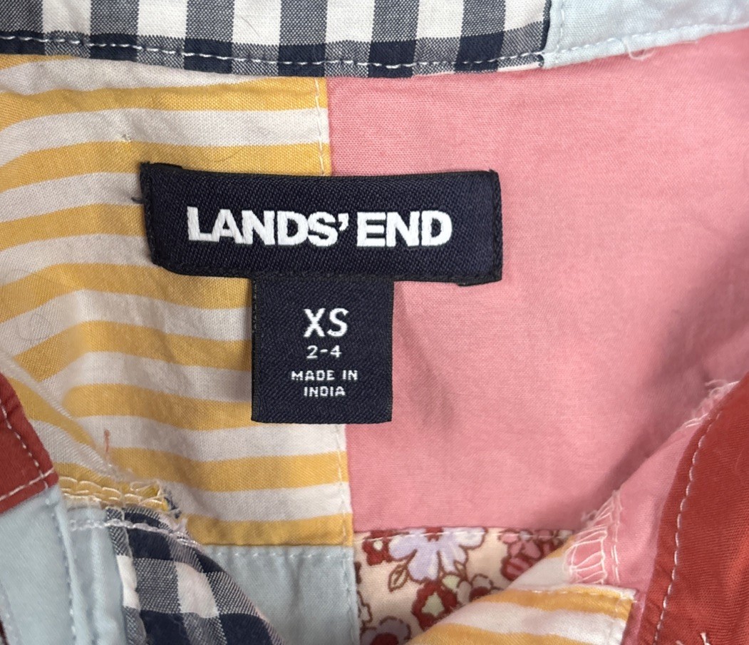 Lands End Dress Boho Patchwork Button-Down Hippy … - image 8