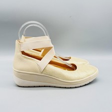 Vionic Shoes Women 6 Beige Leather Ellery Mary Jane Wedge Comfort Flats Orthotic