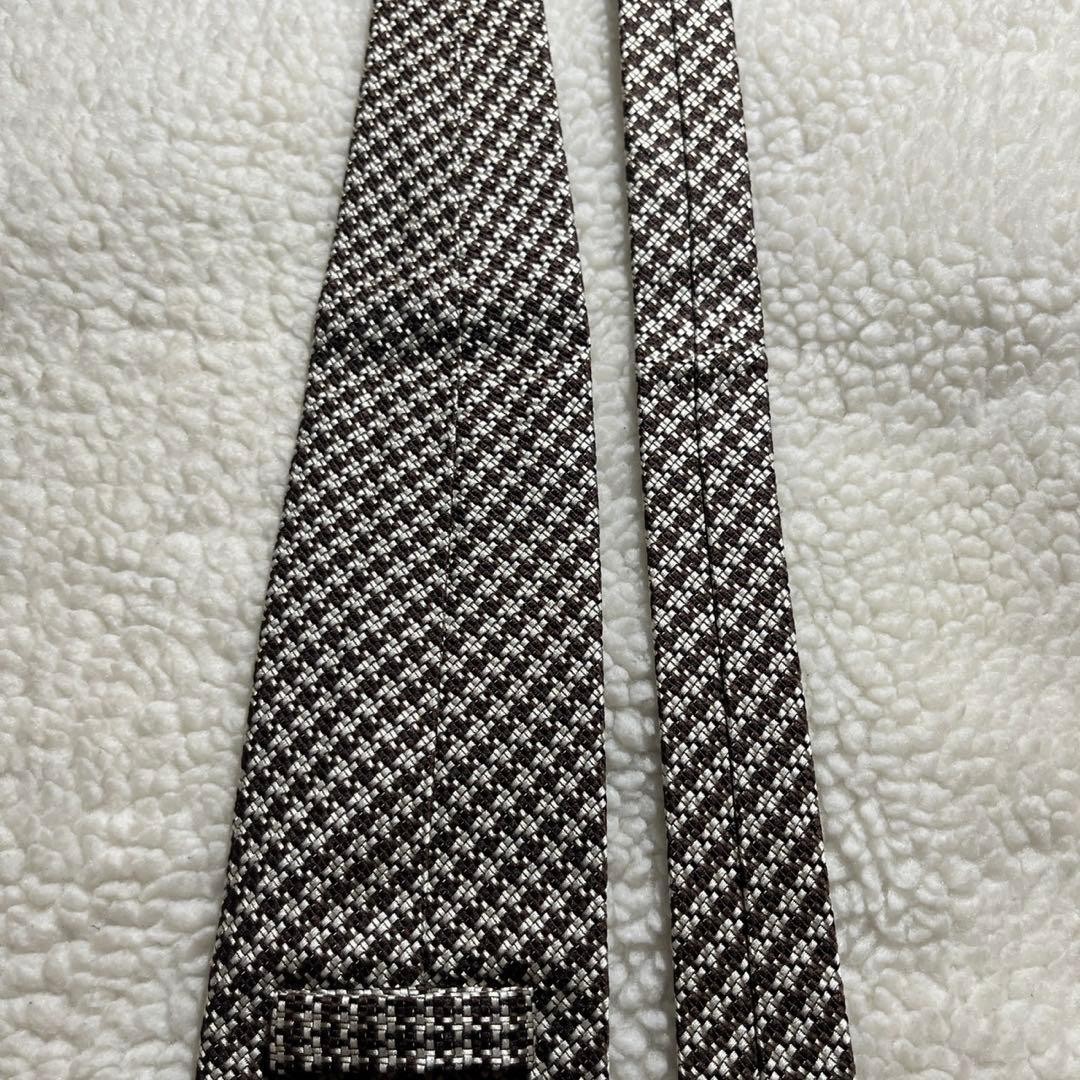 Tom Ford Solid Tie Houndstooth Brown White Silk M… - image 6
