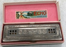 Vintage M. Hohner Echo Harp Harmonica C/G With Box Made In Germany
