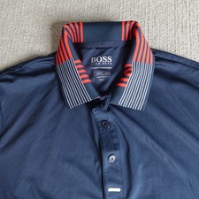 Hugo Boss Polo Shirt Blue Medium Paultech Slim Fit Performance