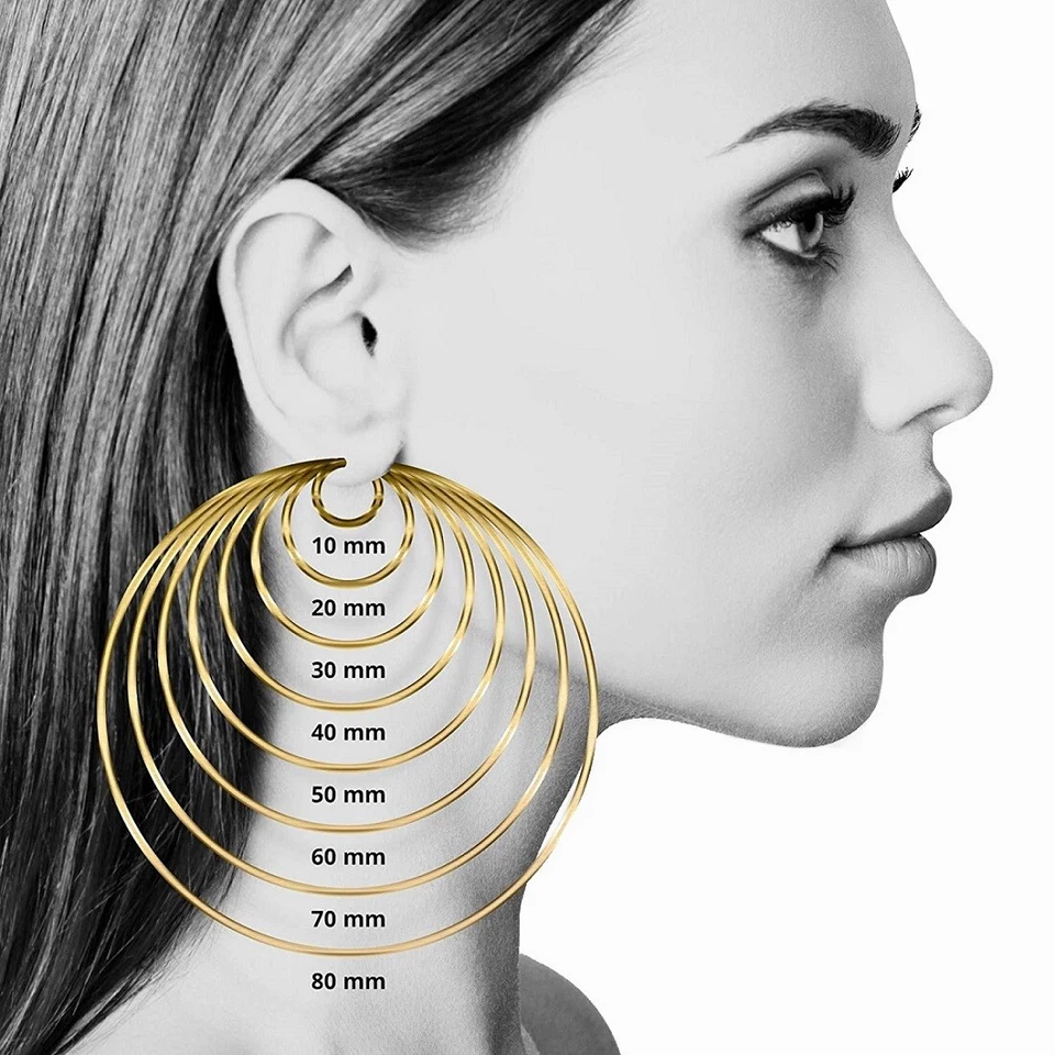 Pendientes de aro huecos de alta calidad 75 mm palanca poste trasero chapados en oro rosa de 18 k Foto 4 de 4