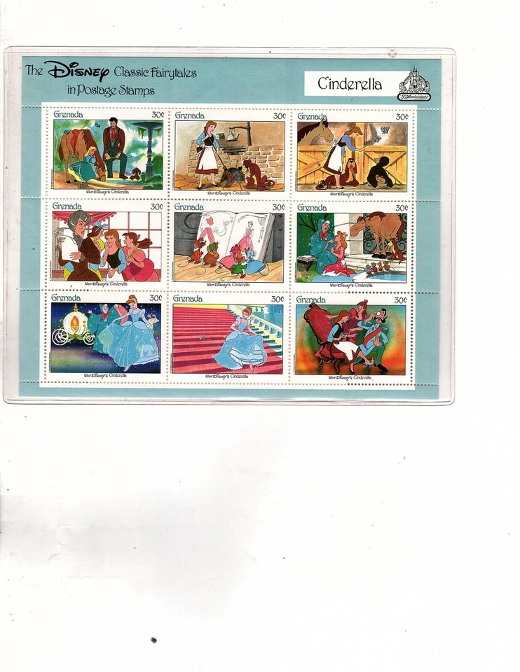 Juego de estampillas de Granada Sociedad Internacional de Coleccionistas Cuentos de hadas hojas certificado de autenticidad (mb20 Foto 2 de 4