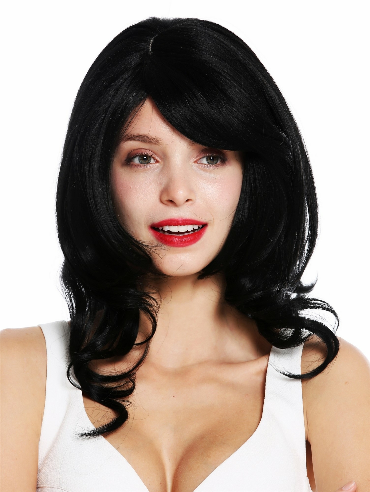 Wig Women's Long Very Voluminous Wavy Parting Black VK44