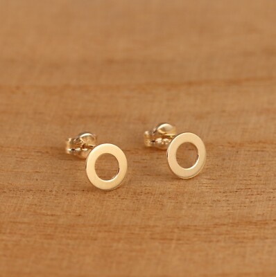 Echte Ohrstecker 9 kt Gold offener Kreis 7 mm Durchmesser ein Paar Geschenk verpackt