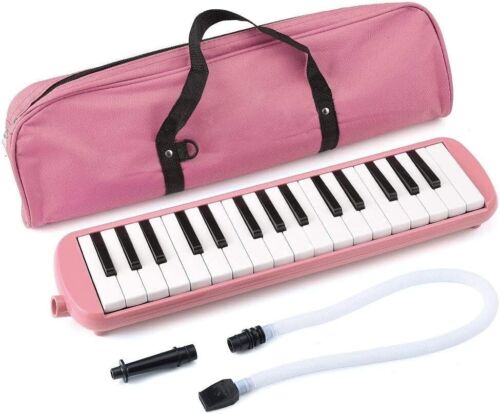 Air Piano Keyboard 32 Key Melodica Instrument with Mouthpiece pink Plastic