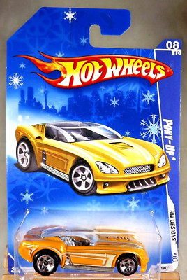 2009 Hot Wheels Target Snowflake Card #104 HW Designs 8/10 PONY-UP Yellow w/5Sp