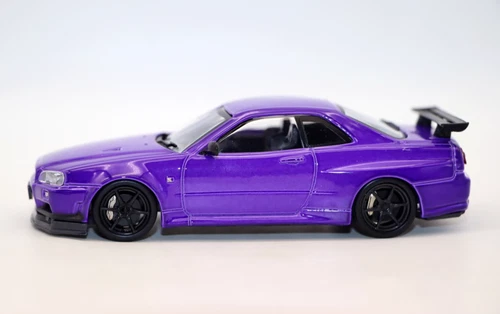 1/43 Alu Diecast Auto Modell Nissan GT-R R34 Sportwagen lila - Bild 2 von 10