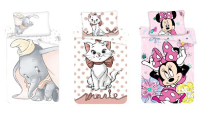 Disney Bettwäsche Set Dumbo, Marie Cat, Minnie Maus 100% Baumwolle (Auswahl)