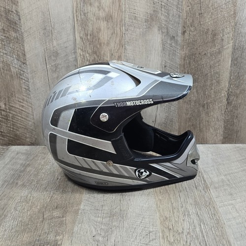 Vintage Thor Motocross ATV Full Face Helmet SVS4-Youth S/M Black Silver
