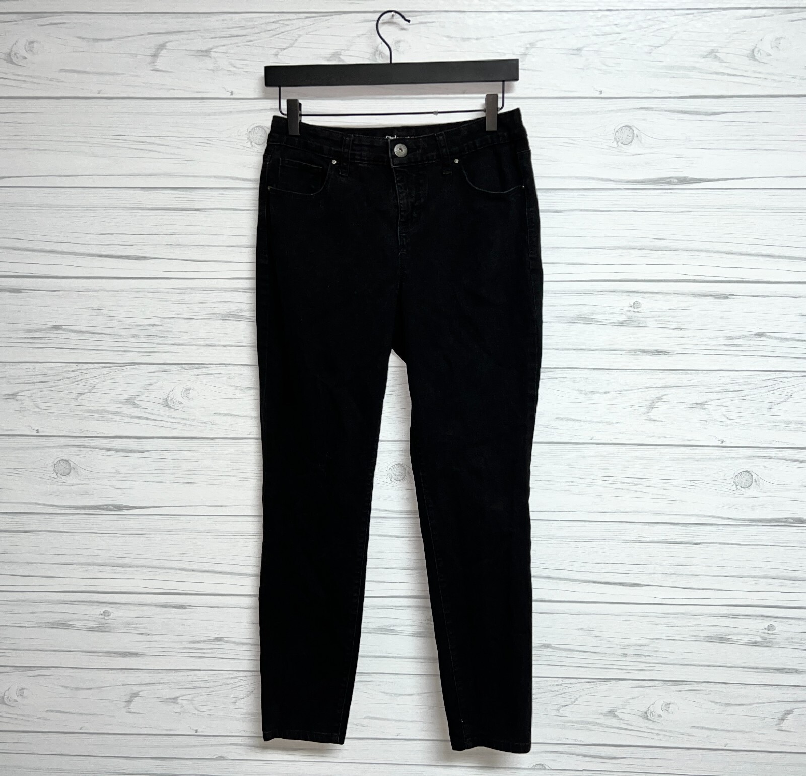 Style & Co jeans womens size 6 short skinny leg black stretch mid rise
