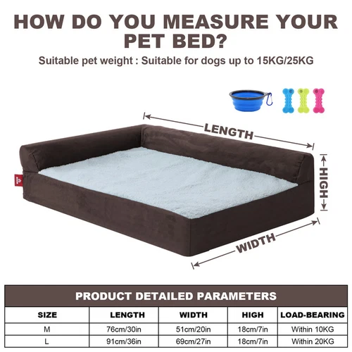 Removable Soft Dog Bed L Shaped Orthopedic Soft Memory Foam Pet Beds Couch Cover - Picture 4 of 29