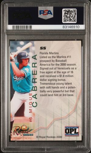 Miguel Cabrera Rookie Royal Rookies 2000 Baseballkarte #6 PSA 8 - Bild 2 von 2