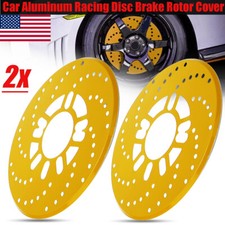 Gold 2x Aluminium 2.95" Disc Cover Car Decorative Rotor Cross Drilled