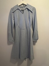 Finlaw of Melbourne 1970 s Vintage Blue Polka Dot Retro Dress Size 12 NEW
