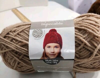 LOOPS & THREADS IMPECCABLE Yarn Skein  Soft Taupe 3.5 Oz Acrylic