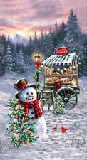 Christmas Snowman Panel Fabric Cotton Holiday Timeless Treasures CD2880 24"X 44"
