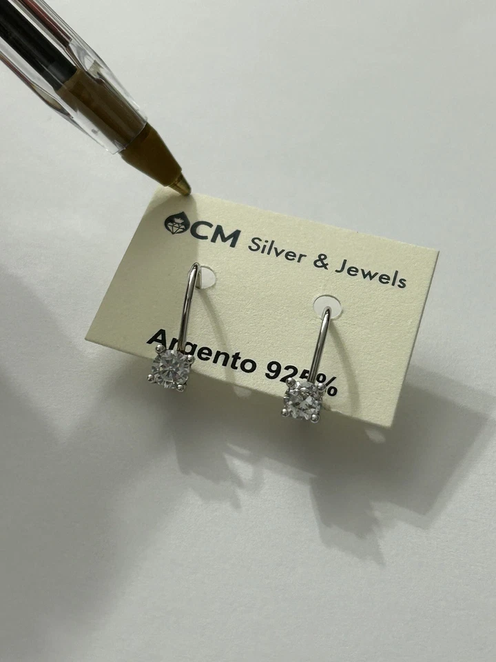 Orecchini MONACHELLA PENDENTI PUNTO LUCE  , in Argento 925  SPEDIZIONE GRATUITA - Immagine 2 di 3