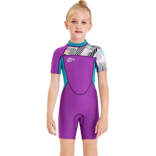 2.5MM Kids One Piece Long / Short Sleeve Surf Diving Wetsuit Girl Boy Swim Suit - Picture 49 of 68
