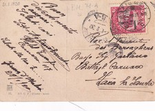 YY889-FIUME-CARTOLINE AFFRANCHIE AVEC TIMBRE DE VALEUR GLOBALE 10 CENT