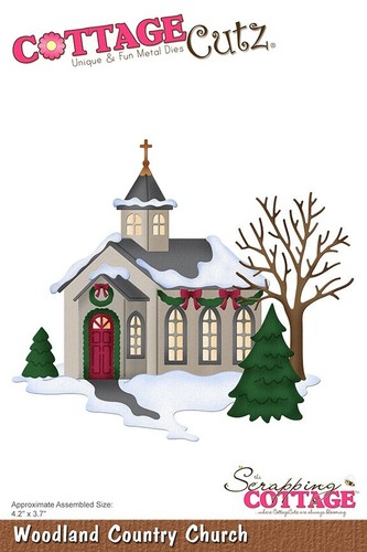 Woodland Country Church Christmas Decorations CottageCutz Meta Cuttign Die CC910
