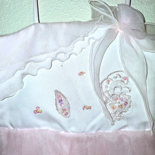 GIRLS SZ 8 ~ S/S PINK EMBROIDERED DRESSY SPECIAL OCCASION CHIFFON DRESS ~ NWOT - Picture 7 of 14