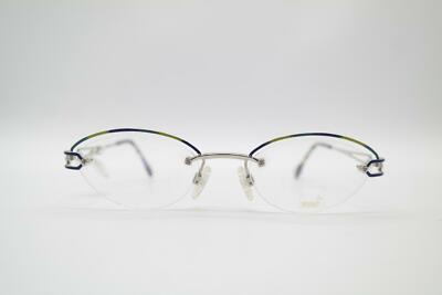 Vintage Mondi by Metzler 2388 701 Silber Mehrfarbig Halbrand Brille NOS