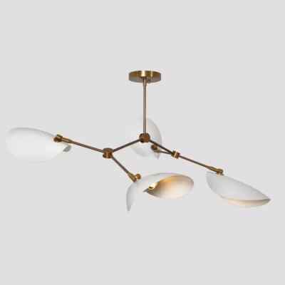 4 Shade Light Mid Century Linear Brass Sputnik Branch Chandelier light Fixture
