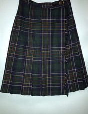Vintage Preppy Jr Tartan Plaid Kilt Skirt 24  Waist With Fringe  Pin Pleated