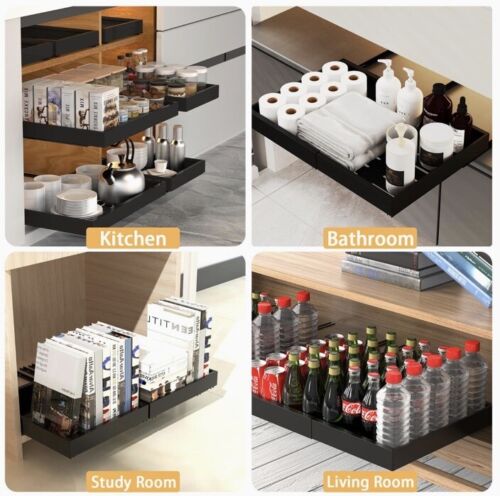 Organizer Armadio Cucina Estraibile Nero Profondità 16” | Espandibile 12,5” - 20,5” - Foto 4 di 6