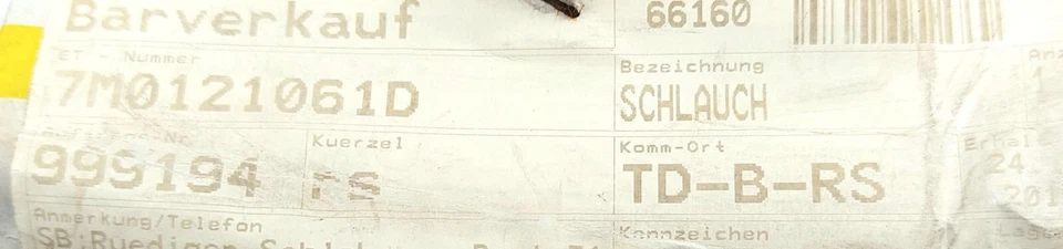 Tanque de expansión manguera refrigerante original Volkswagen 7M0121061D Sharan (7M) Foto 2 de 4