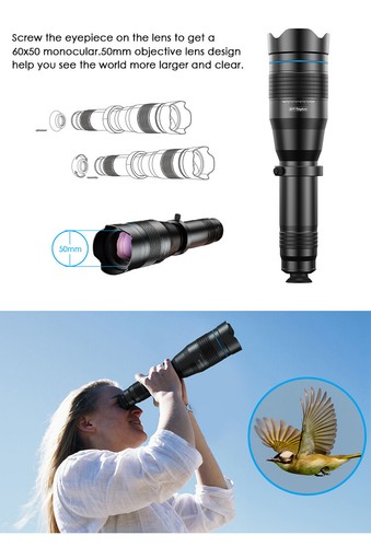 APEXEL HD 60x Zoom Telescope Lens Monocular With Retractable Stand For Outdoor - Picture 6 of 9