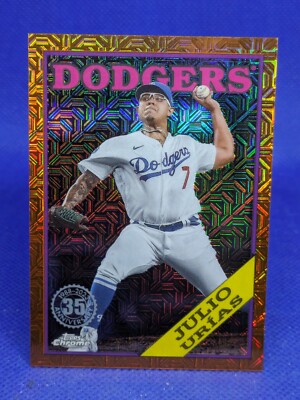 2023 Topps Series 2 Card Silver Pack 1988 Julio Urias #2T88C-30 ORANGE MOJO 2/25