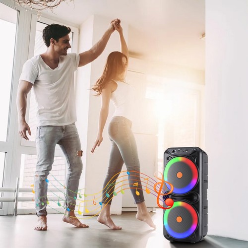 Dual 8in Portable Bluetooth Speaker Sound System Party PA FM USB LED Microphone - Picture 20 of 23