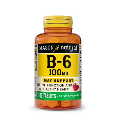 Mason Natural Vitamin B6 100 mg with Calcium - Healthy Heart, 100 Tablets