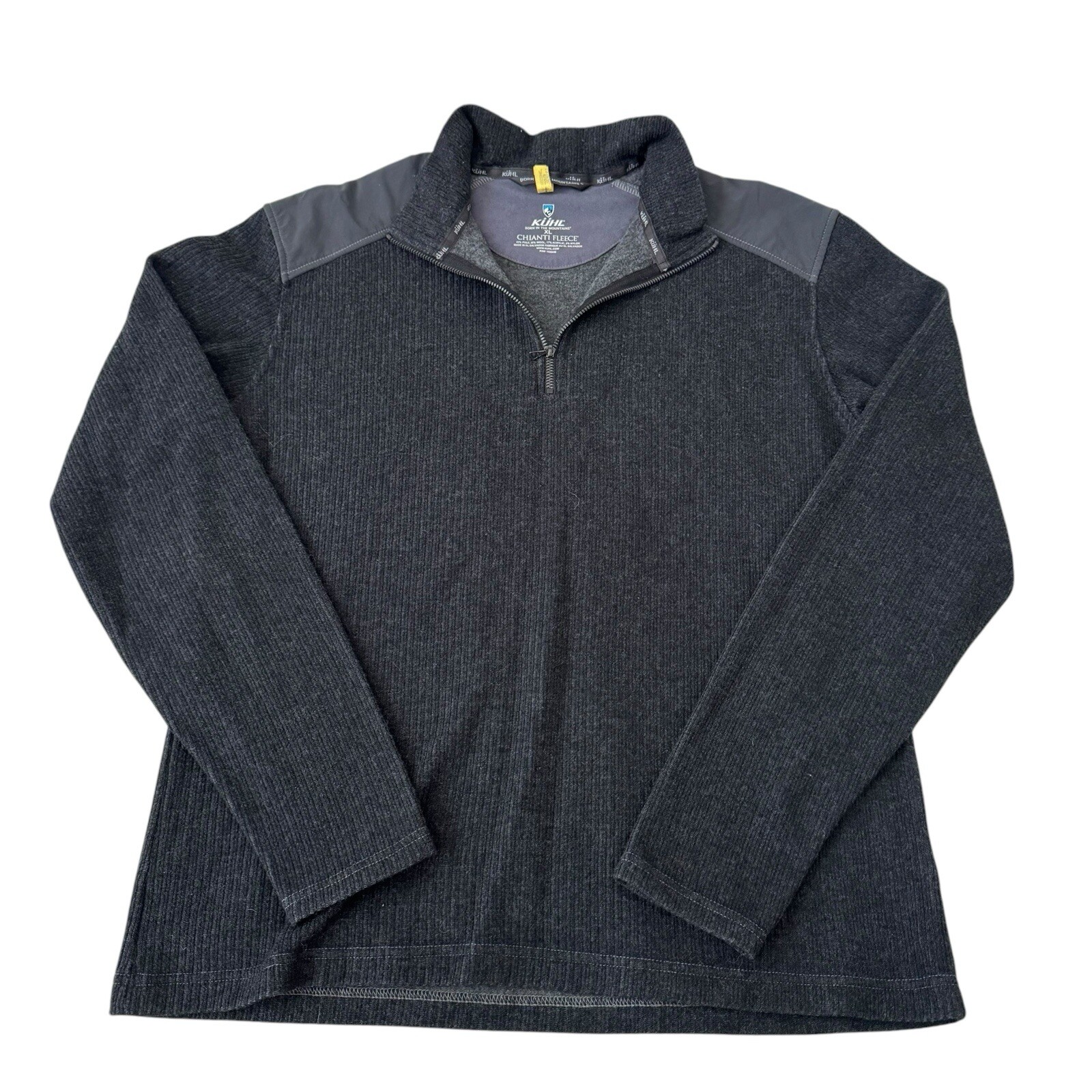 Kuhl Chianti Fleece Sweater Adult Xl 1/4 Zip Pullover Gray Black Wool Blend