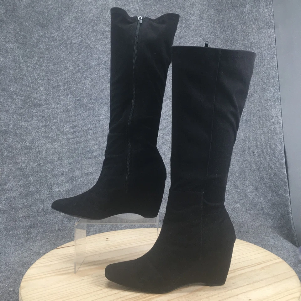 Botas Apostrophe para mujer 10 M Katerina altas hasta la rodilla negras cremallera lateral punta cuadrada Foto 2 de 4